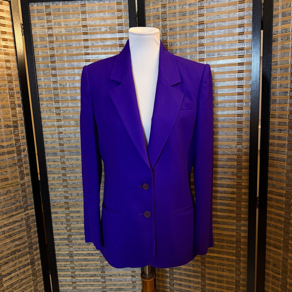 Saville Blazer Women Size 10 Purple Vintage 100% Pure Wool Made in USA Tailored